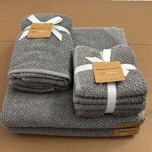 9pc Ecoexistence Eco-Melange Oversized Bath Towel Set - Charcoal